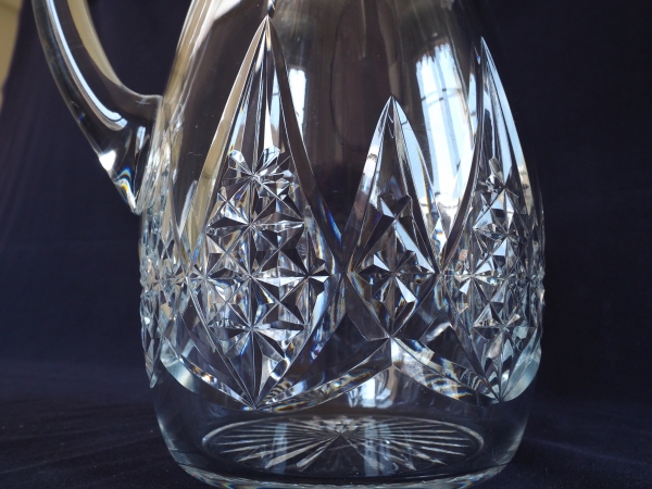 Grand pichet / broc / carafe à eau en cristal de Baccarat, modèle Epron - signé