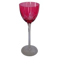 Baccarat crystal hock glass, Epron pattern, pink overlay crystal