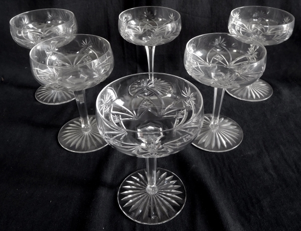 Baccarat crystal champagne glass, 9232 shape and 9255 pattern, late 19th century