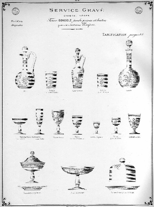 Baccarat crystal liquor decanter, Fougères pattern (ferns)