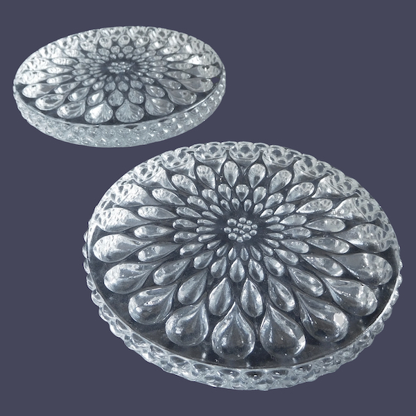 Baccarat crystal coaster, Gouttes d'eau pattern (water drops) - signed