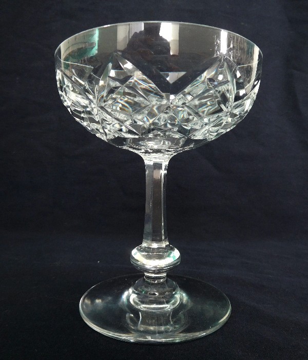 Baccarat crystal champagne glass, Harfleur pattern - signed