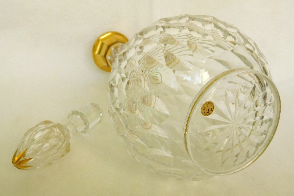 Carafe en cristal de Baccarat, modèle Juvisy (service Officiel De l'Elysée) rehaussé à l'or fin - étiquette d'origine