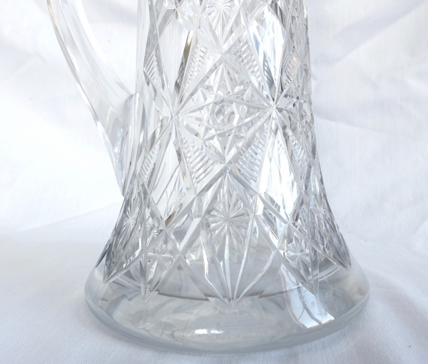 Baccarat crystal tall beer pitcher, rare collector circa 1900, Lagny pattern - sticker