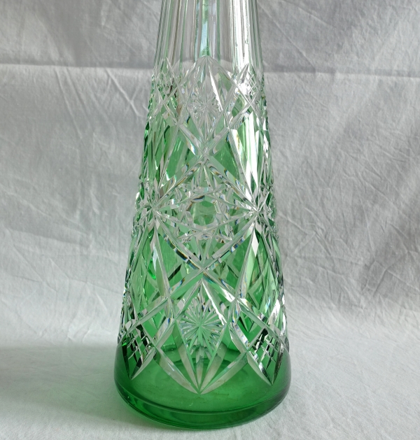 Carafe à vin du Rhin en cristal de Baccarat overlay vert, modèle Lagny