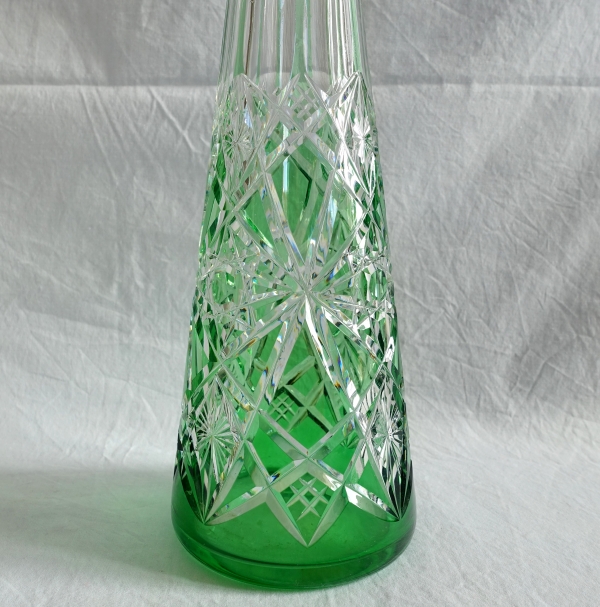 Carafe à vin du Rhin en cristal de Baccarat overlay vert, modèle Lagny