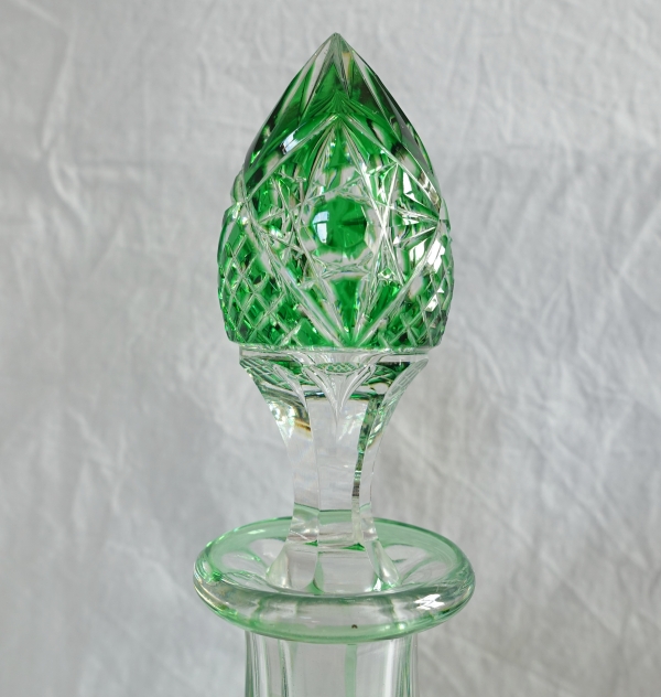 Carafe à vin du Rhin en cristal de Baccarat overlay vert, modèle Lagny