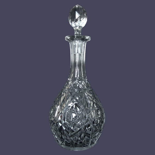 Baccarat crystal wine decanter, Lagny pattern - signed - 28cm