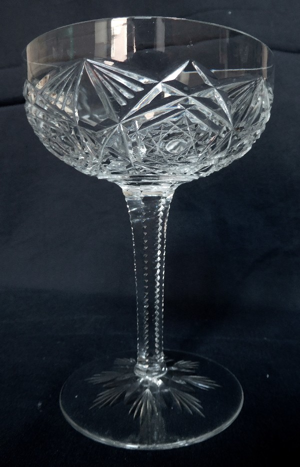 Baccarat crystal champagne glass, Lagny pattern - signed
