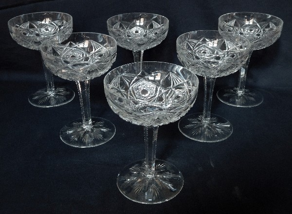 Baccarat crystal champagne glass, Lagny pattern - signed
