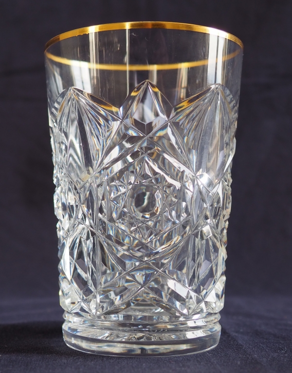 Baccarat crystal orange juice glass, Lagny pattern gilt with fine gold