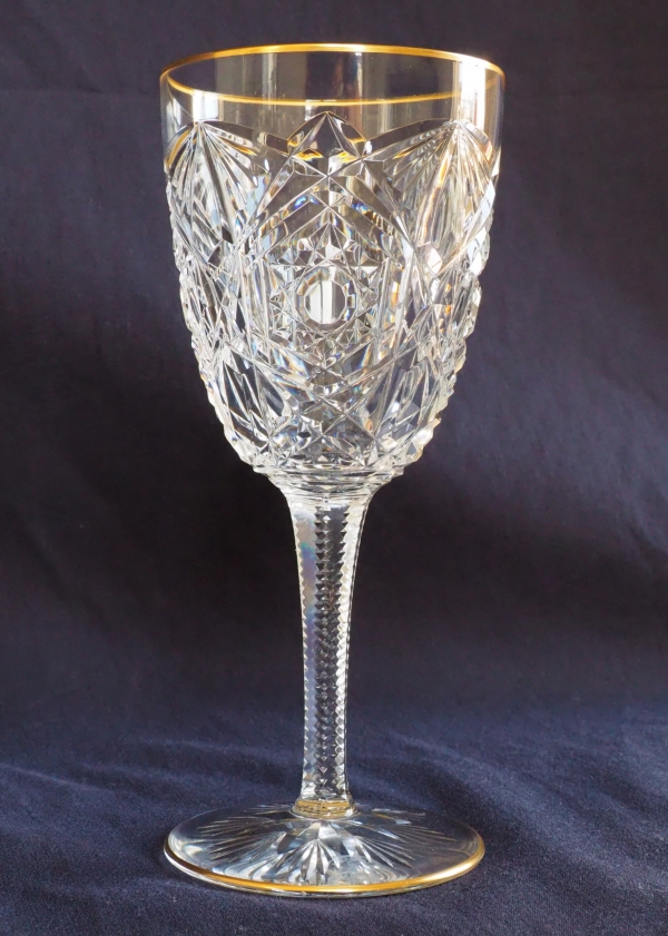 Verre à eau en cristal de Baccarat, modèle Lagny doré - 16,5cm