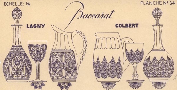Baccarat crystal wine glass / port glass, Lagny pattern - 13cm - signed