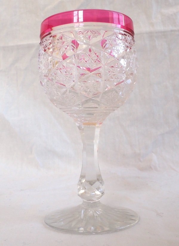 Baccarat crystal roemer / hock glass, Lorient pattern - pink crystal