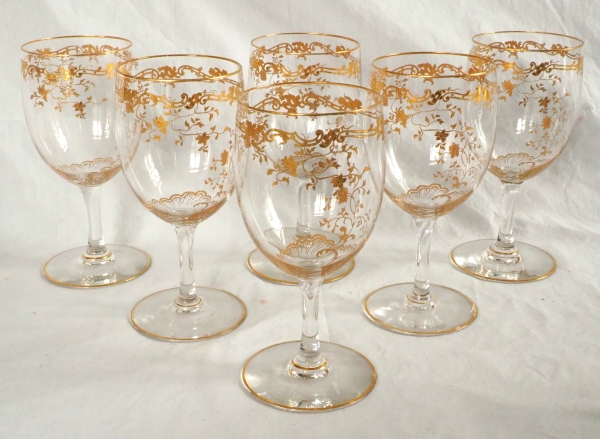 Baccarat crystal water glass, Louis XV Gold pattern - 17.3cm
