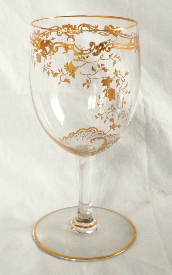 Baccarat crystal water glass, Louis XV Gold pattern - 17.3cm
