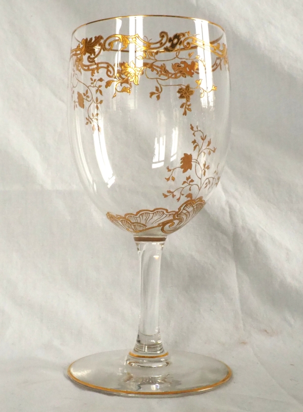Baccarat crystal water glass, Louis XV Gold pattern - 17.3cm