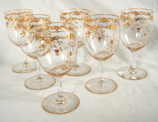 Baccarat crystal water glass, Louis XV Gold pattern - 17.3cm