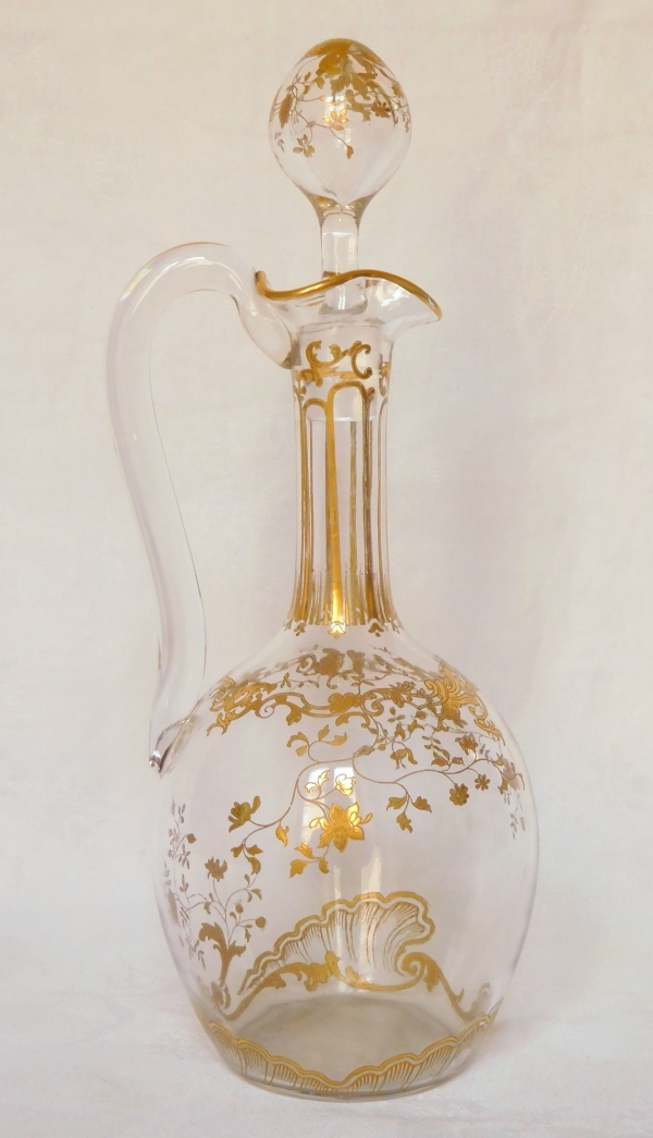 Aiguière / carafe en cristal de Baccarat, modèle Louis XV rehaussé à l'or fin