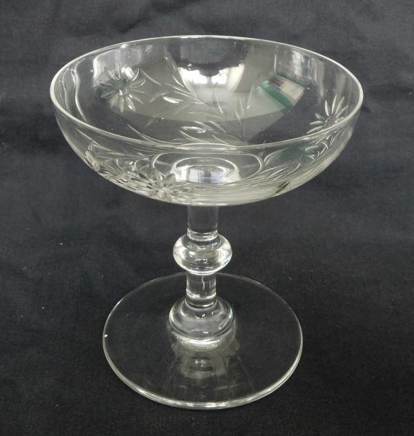 Baccarat crystal champagne glass, cut crystal, daisies pattern