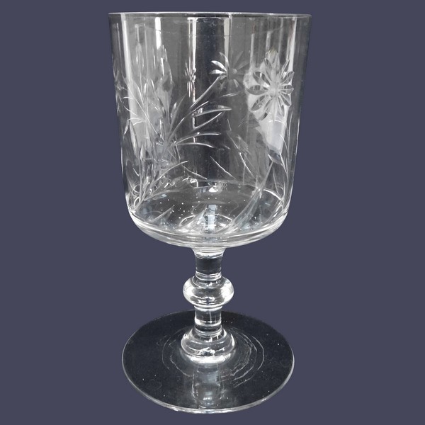 Baccarat crystal wine glass / port glass, cut crystal, daisies pattern - 10.8cm