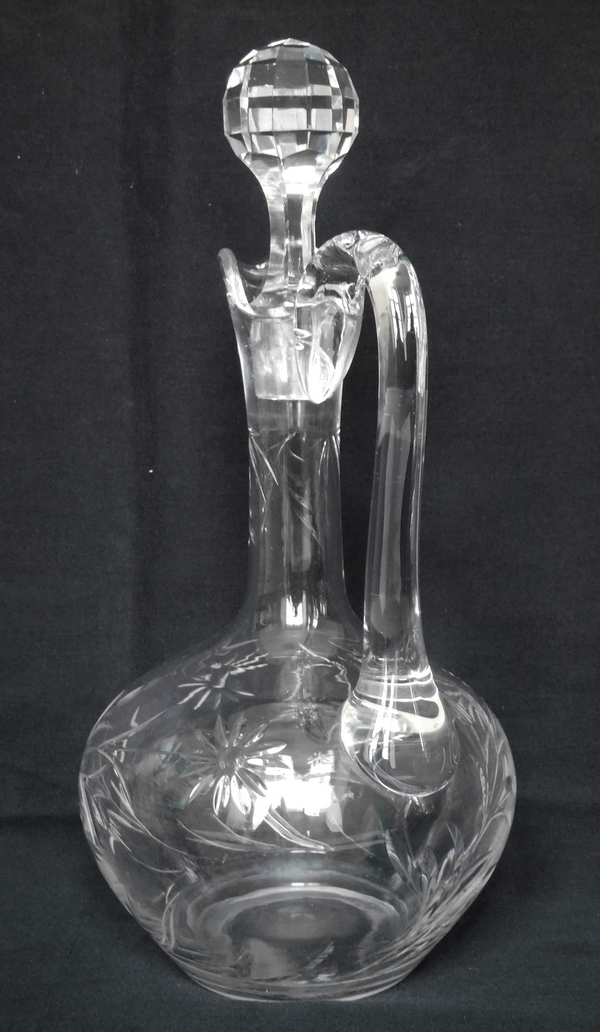 Baccarat crystal wine decanter / ewer, Daisies cut crystal pattern