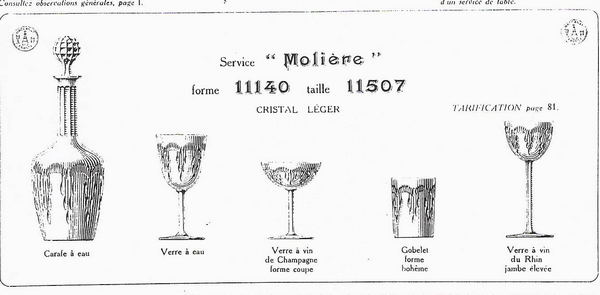 Verre à vin en cristal de Baccarat, modèle Molière, 13,3cm