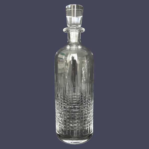 Baccarat crystal whisky decanter / bottle, Nancy pattern - signed