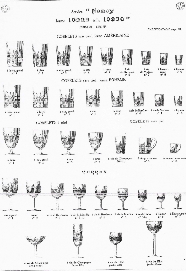 Baccarat cristal water / scotch or sherry gobelet, Nancy pattern - 10cm