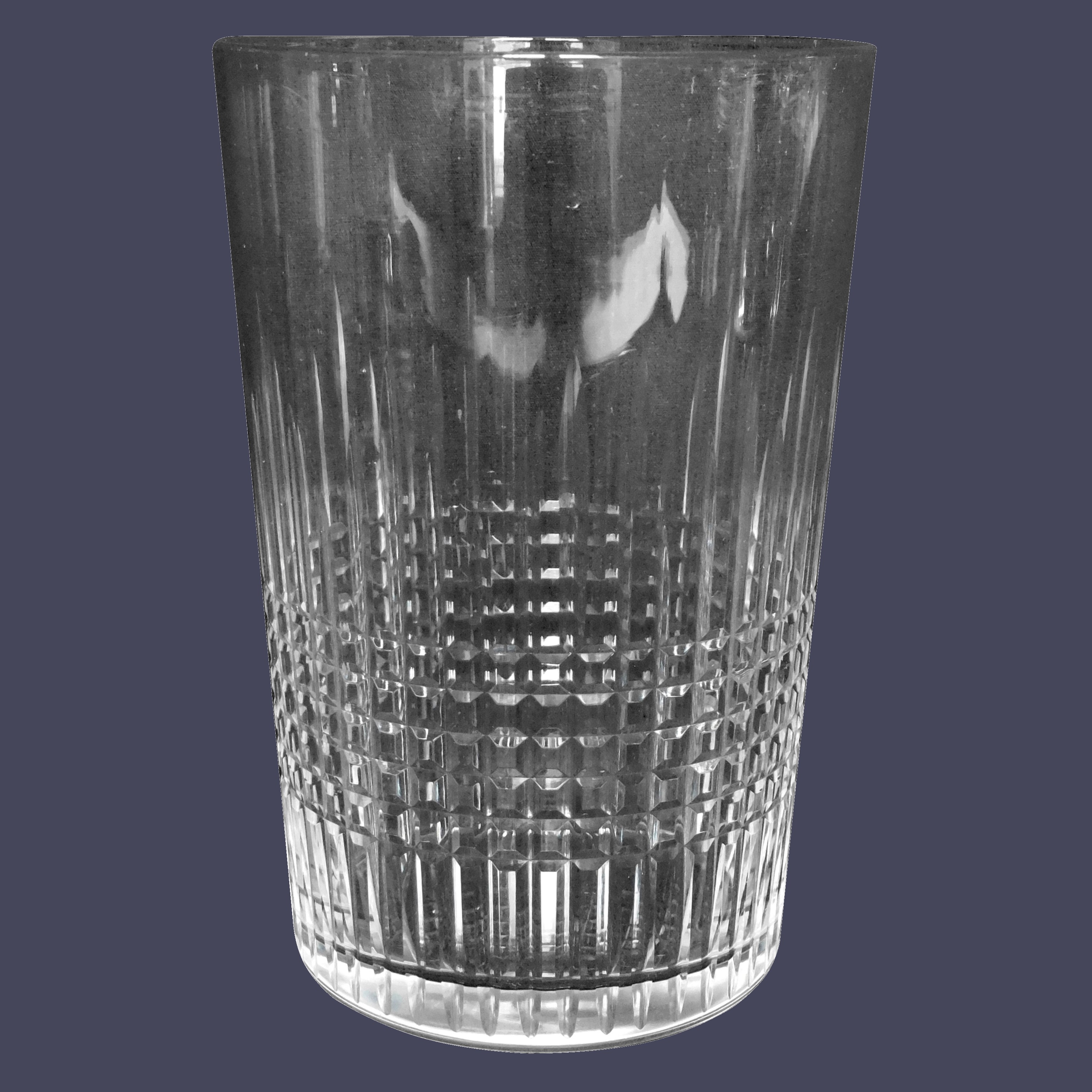 Tall Baccarat crystal beer glass or gobelet, Nancy pattern - 12cm