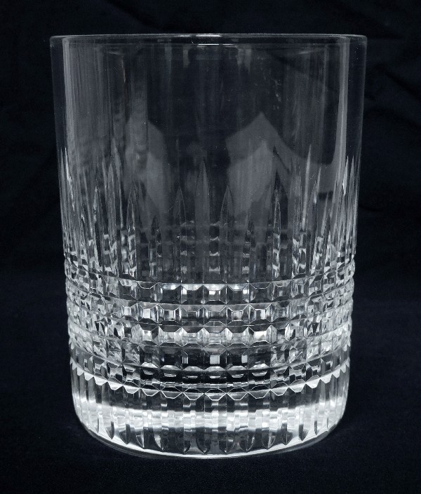 Baccarat crystal tall whisky glass, Nancy pattern - signed