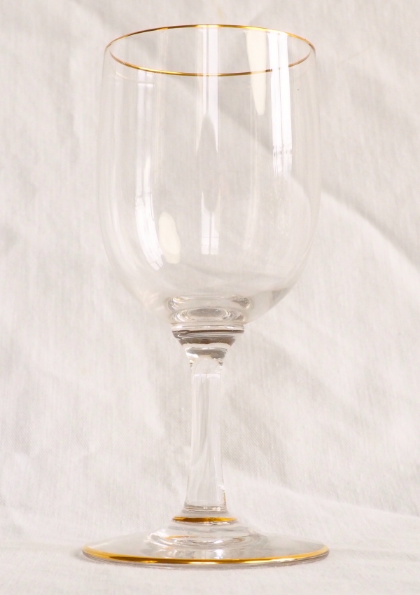 Baccarat crystal water glass, Perfection pattern enhanced with fine gold - 15.5cm