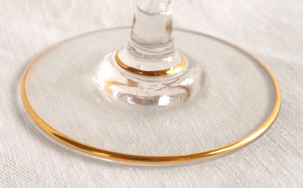 Baccarat crystal port glass, Perfection pattern enhanced with fine gold.