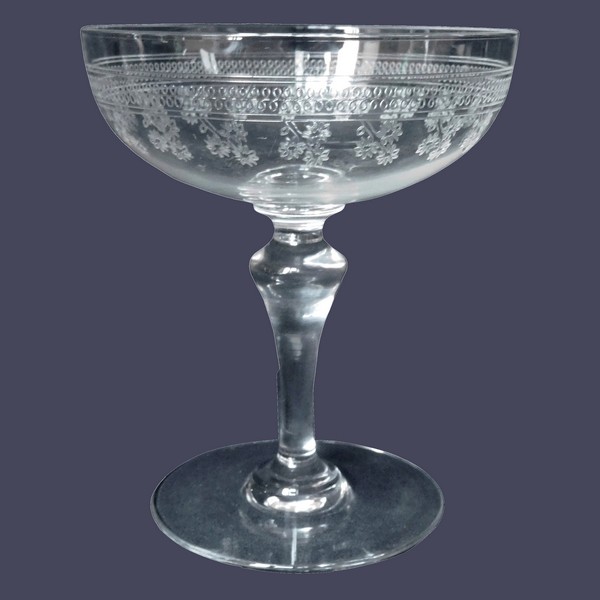 Baccarat crystal champagne glass, Pompadour pattern