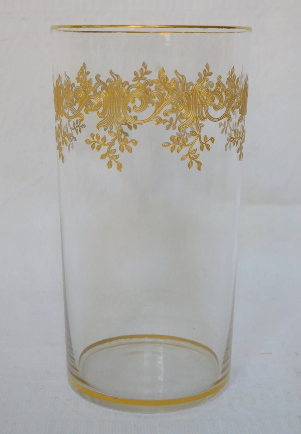 Gobelet à eau ou verre à orangeade en cristal de Baccarat, modèle Sévigné doré / modèle Récamier - 10cm