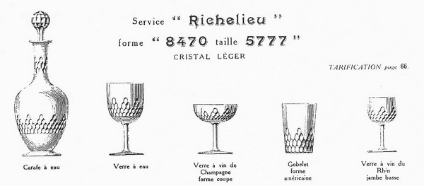 Baccarat crystal champagne glass, Richelieu pattern