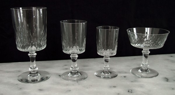 Baccarat crystal water glass, Champigny / Richelieu pattern - 15cm