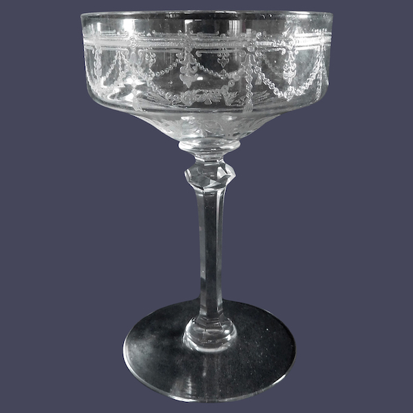 St Louis crystal champagne glass, Anvers pattern
