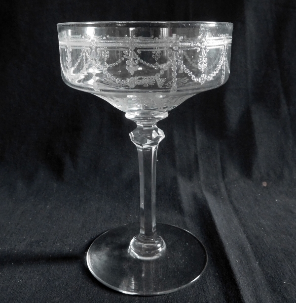 St Louis crystal champagne glass, Anvers pattern