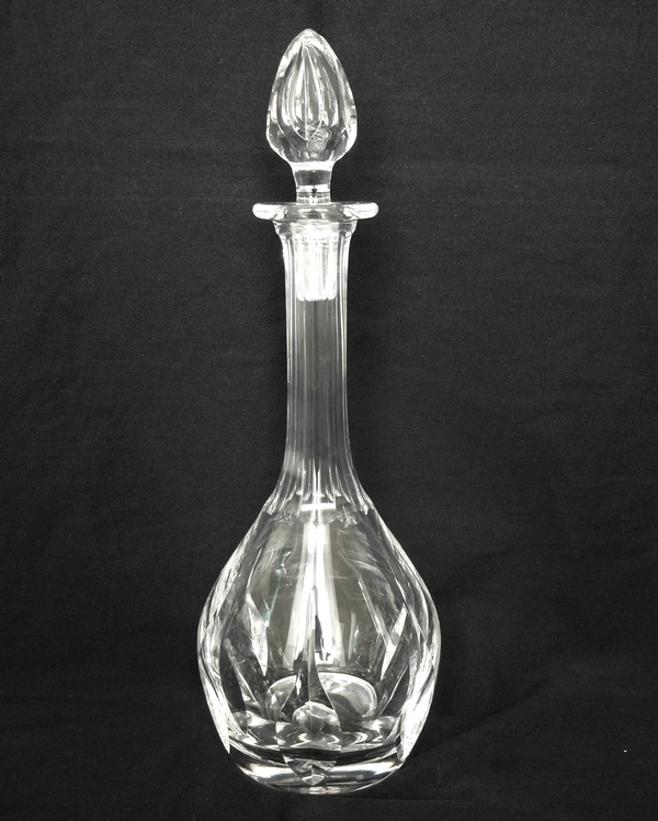 St Louis crystal wine decanter, Cerdagne pattern - signed - 36cm