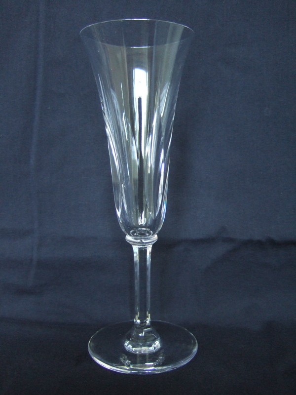St Louis crystal champagne glass, Cerdagne pattern - signed