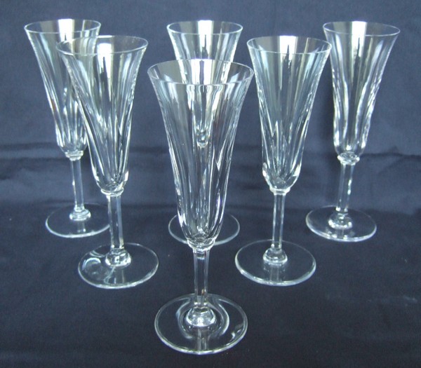 St Louis crystal champagne glass, Cerdagne pattern - signed
