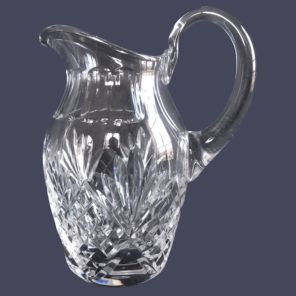 St Louis crystal water pitcher, Chantilly pattern - signed - 35cm