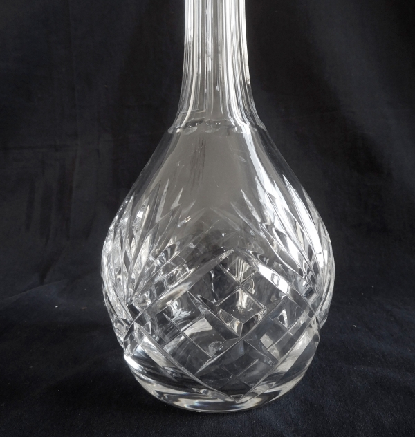 St Louis crystal wine decanter / bottle, Chantilly pattern - signed