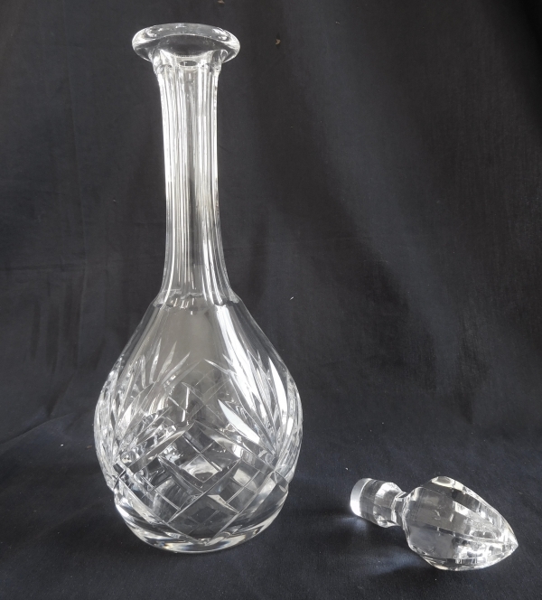 St Louis crystal wine decanter / bottle, Chantilly pattern - signed