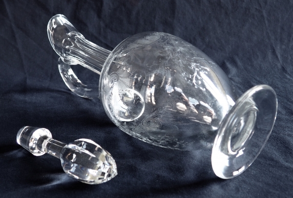 St Louis crystal ewer / wine decanter, Cleo pattern - signed