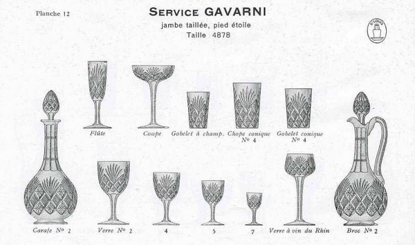 St Louis crystal water glass, Gavarni pattern - signed - 16,4cm