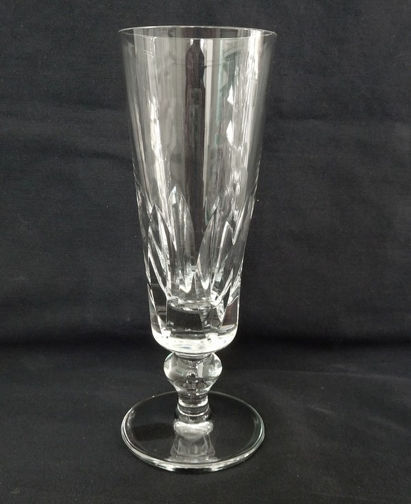 St Louis crystal champagne flute, Jersey pattern - signed