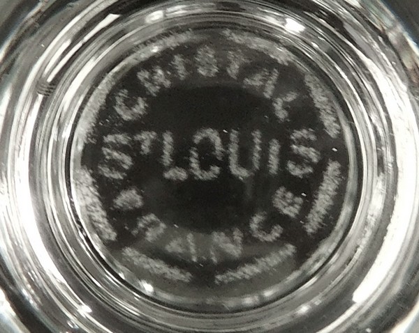 St Louis crystal porto glass, Jersey pattern - signed - 9,2cm
