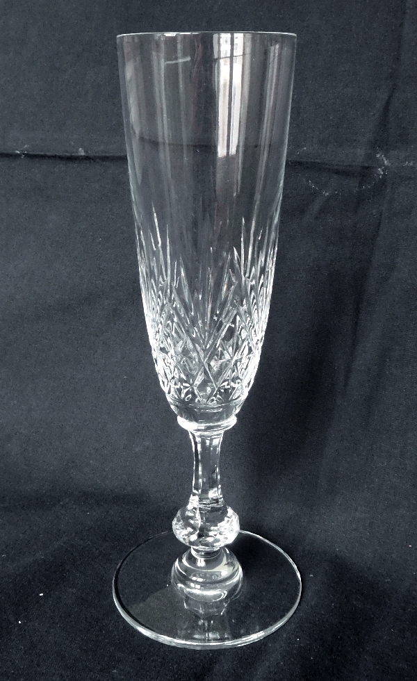 St Louis crystal champagne flute, Massenet pattern - signed